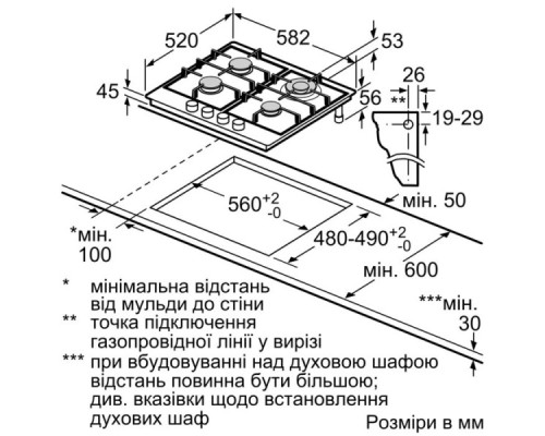Газова варильна поверхня Bosch PGH6B5K90R