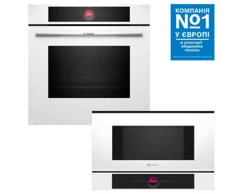 Комплект техніки Bosch: духова шафа Bosch HBG7341W1 + мікрохвильова піч Bosch BFL7221W1