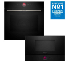 Комплект техніки Bosch: духова шафа HBG7341B1 + мікрохвильова піч BFR7221B1