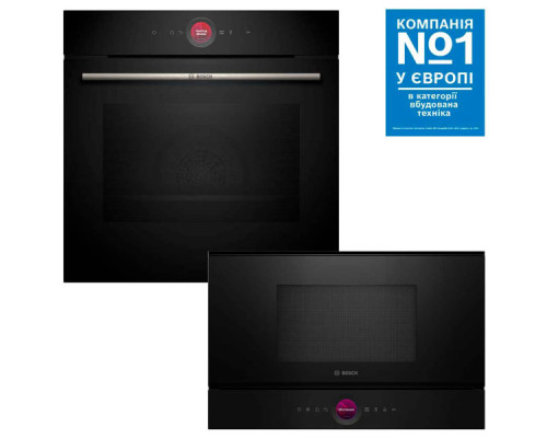 Комплект техніки Bosch: духова шафа HBG7341B1 + мікрохвильова піч BFR7221B1