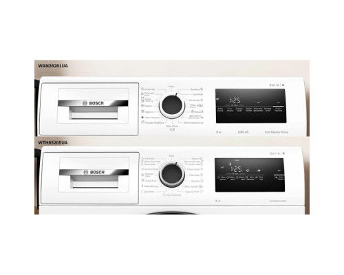 Комплект техніки Bosch: пральна машина WAN28281UA + сушильна машина WTH85206UA + з'єднувальна планка WTZ20410