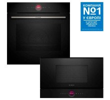 Комплект техніки Bosch: духова шафа HBG7341B1 + мікрохвильова піч BFR7221B1